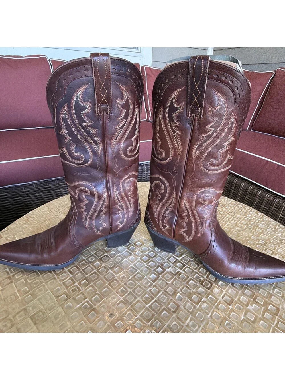 Ariat Womens Brown Leather Mid-Calf Pull On Cowgirl Western Boots Size 9B In Box